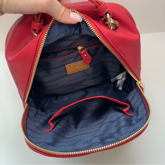 Like new! Y2K Tommy Hilfiger Red Leather Backpack – Gold Hardware - Picture 7 of 10